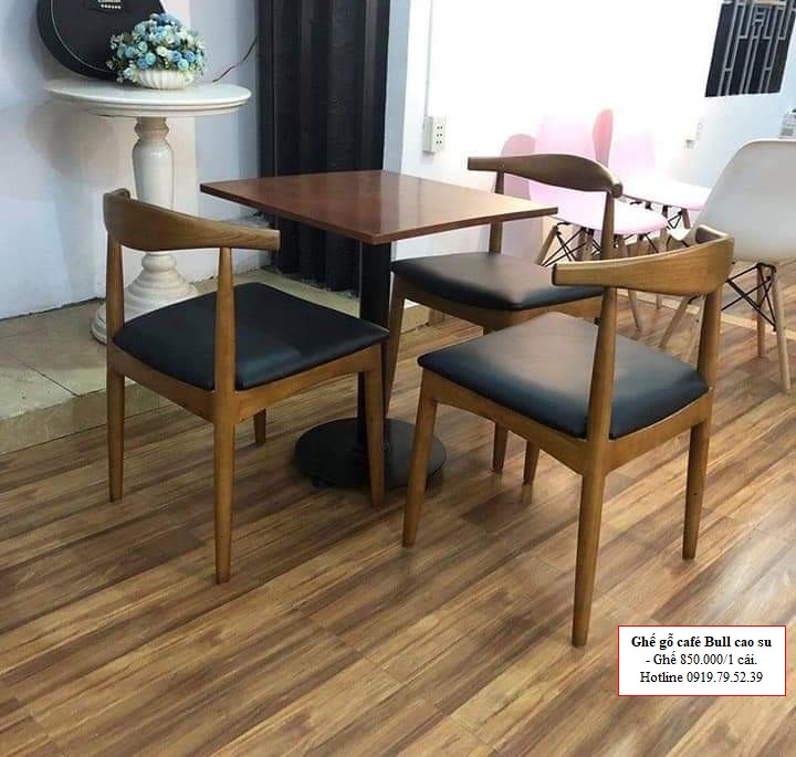 MS44-Ghế gỗ cafe Bull cao su