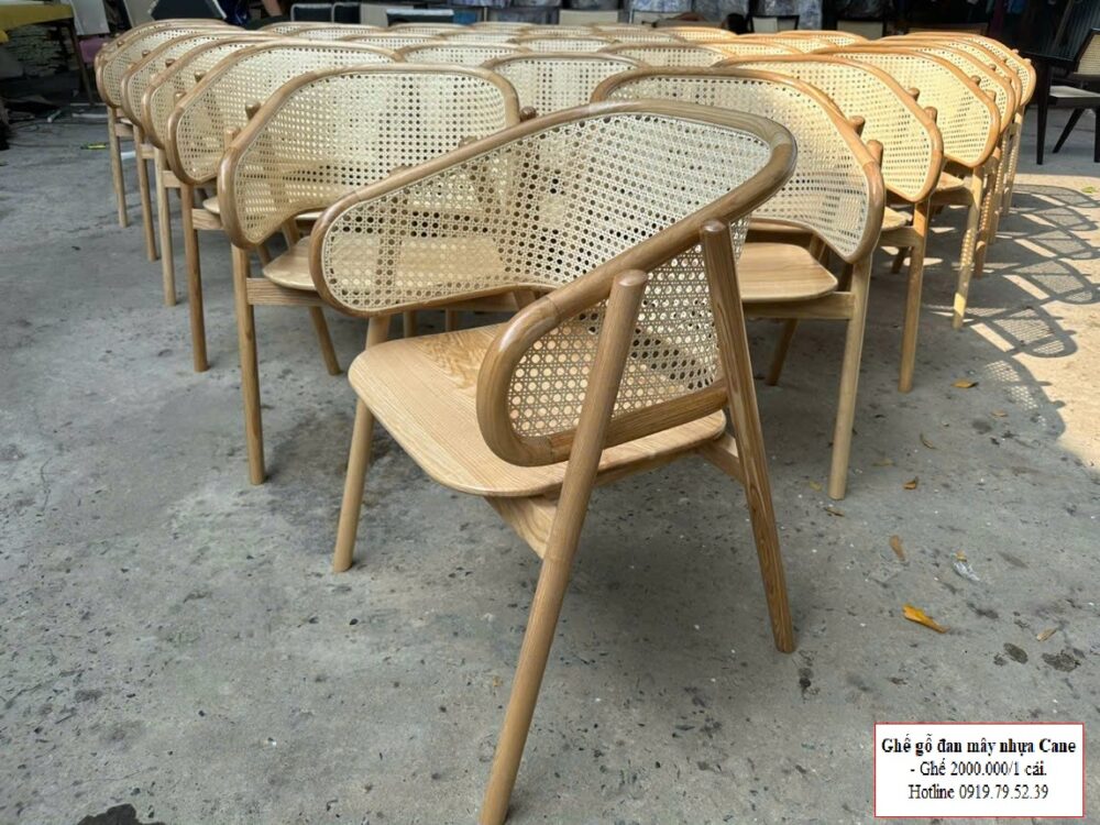 MS51-Ghế gỗ đan mây nhựa Cane