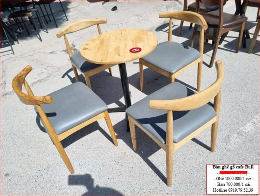 MS20-Bàn ghế gỗ cafe Bull