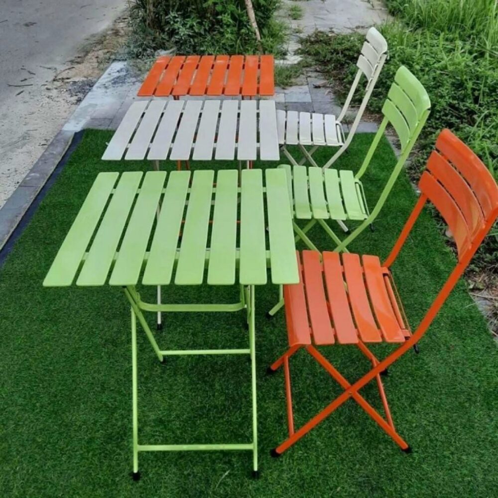 Bàn ghế cafe xếp sắt Fansipan (1 bộ)