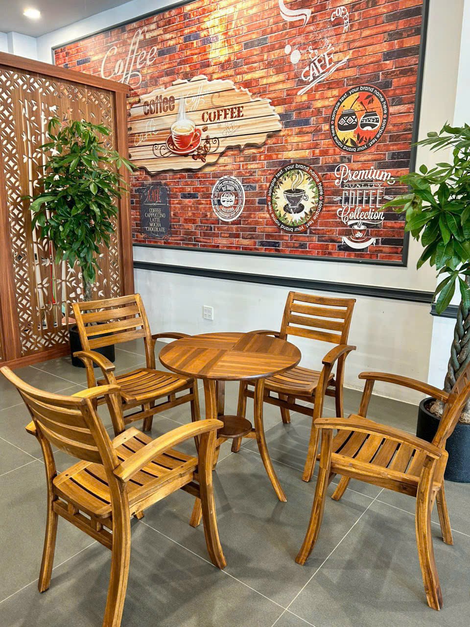 Bàn ghế gỗ cafe Valley 02
