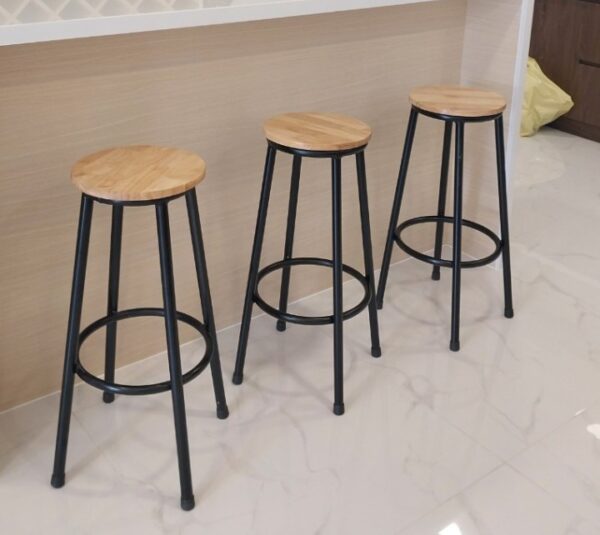 Ghế quầy bar sắt-gỗ ko tựa