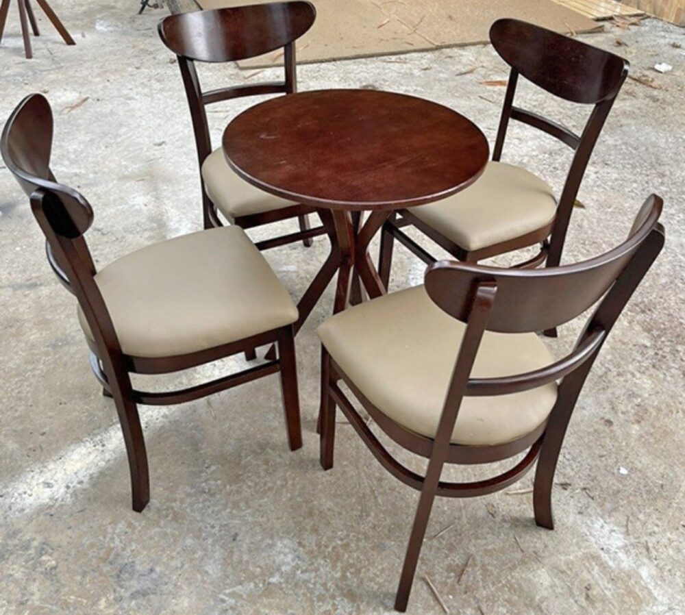MS21-Bàn ghế gỗ cafe Cabin mặt trăng